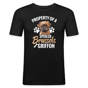 Eigentum Eines Verwöhnten Brüsseler Griffon - Männer Slim Fit T-Shirt - Schwarz - Vorne - Nik (191cm)