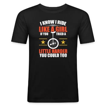 Je sais que je conduis comme une fille quand tu le fais - T-shirt près du corps Homme - noir - Devant - Nik (191cm)