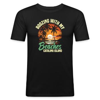 Booze With My Beaches Catalina Island - Men's Slim Fit T-Shirt - black - Front - Nik (191cm)