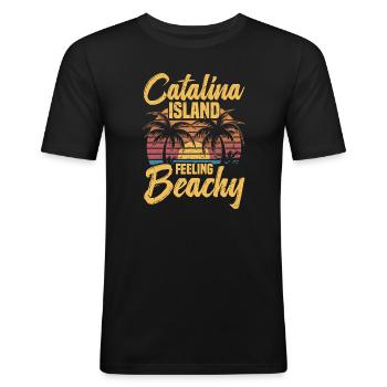 Catalina Island feels beachy - Men's Slim Fit T-Shirt - black - Front - Nik (191cm)