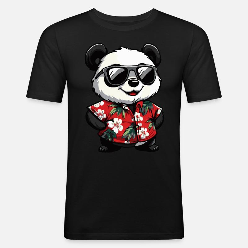 Panda Comic Funny Summer - Men's Slim Fit T-Shirt - black