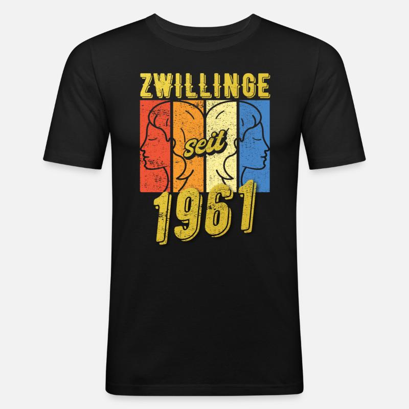 Zwillinge Sternzeichen 1961 Geschenk - Männer Slim Fit T-Shirt - Schwarz