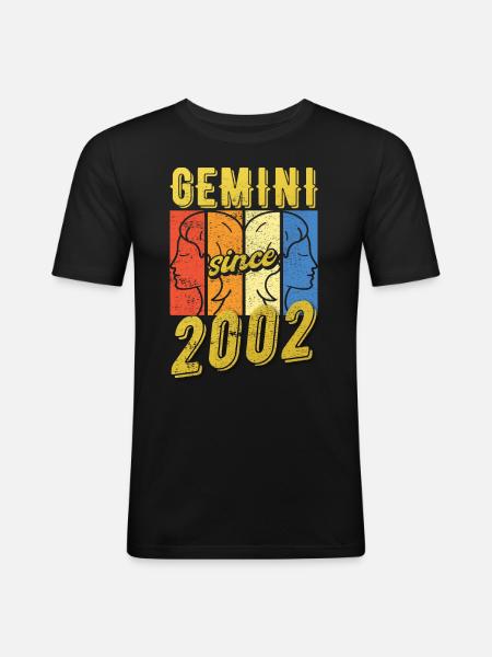 Gemini Zodiac 2002 Gift - Men's Slim Fit T-Shirt - black