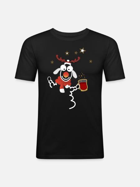 Glühwein - Männer Slim Fit T-Shirt - Schwarz
