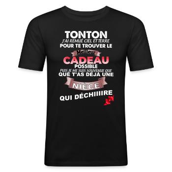 Meilleur Tonton Cadeau Drôle Pour Homme - T-shirt près du corps Homme - noir - Devant - Nik (191cm)
