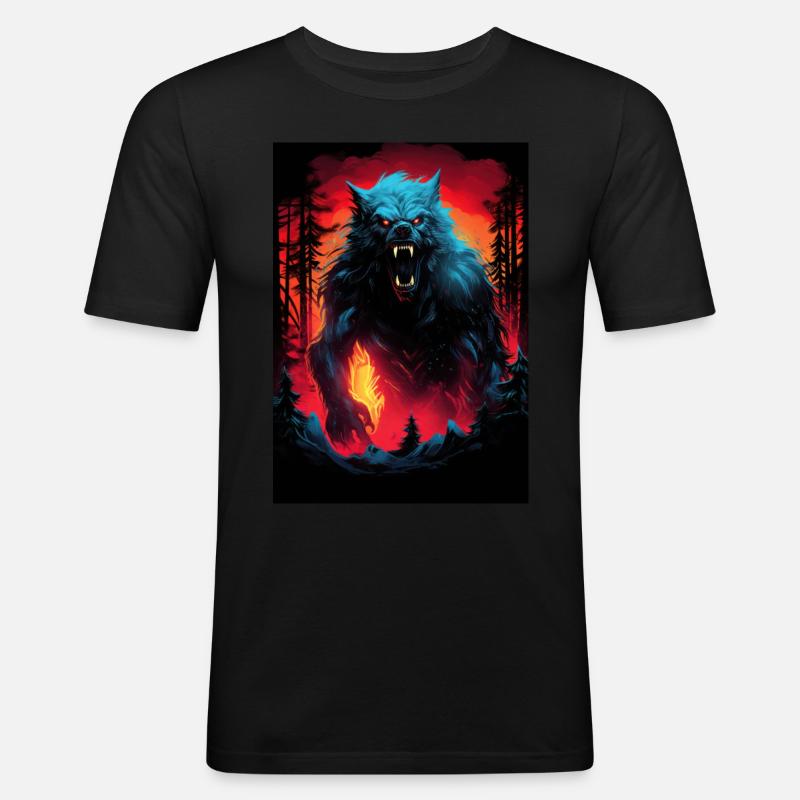 Werewolf Werwolf - Männer Slim Fit T-Shirt - Schwarz