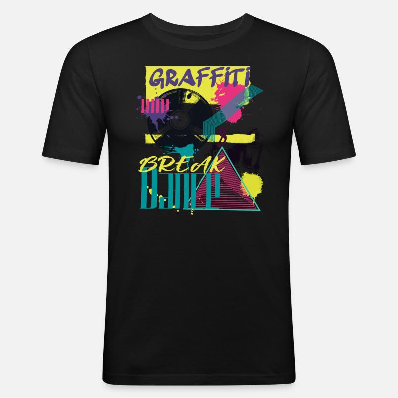 Graffiti rap and breakdance - Männer Slim Fit T-Shirt - Schwarz