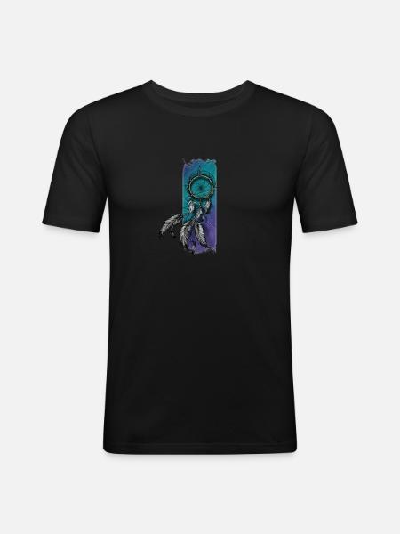 Whimsical Reverie: Pastel Dreamcatcher - Men's Slim Fit T-Shirt - black