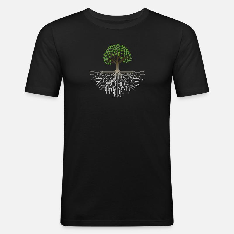 Tech Tree: Nature & Technology Fusion - Men's Slim Fit T-Shirt - black