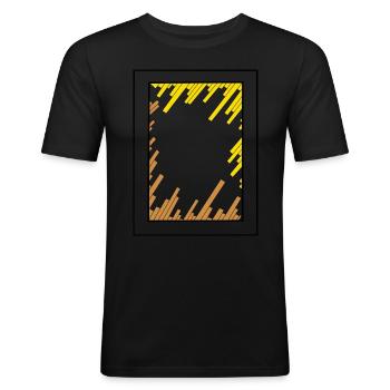Domino der Wolkenkratzer - Männer Slim Fit T-Shirt - Schwarz - Vorne - Nik (191cm)