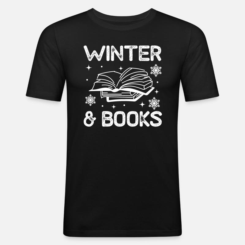 Winter Lesebücher Gemütlicher Wintersaisontee - Männer Slim Fit T-Shirt - Schwarz