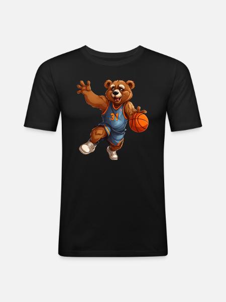 Basketball Bear - Men's Slim Fit T-Shirt - black