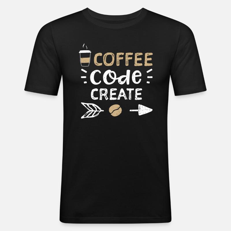 Café Code Create - Café - T-shirt près du corps Homme - noir