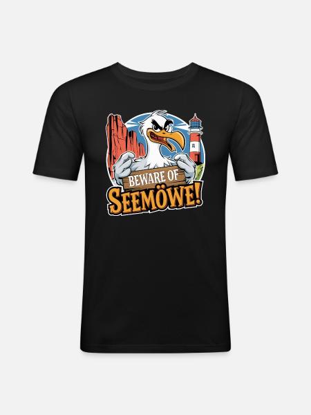 Beware of Seagull - Men's Slim Fit T-Shirt - black