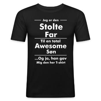 Jeg er den stolte far (søn) - Herre Slim Fit T-Shirt - sort - Foran - Nik (191cm)