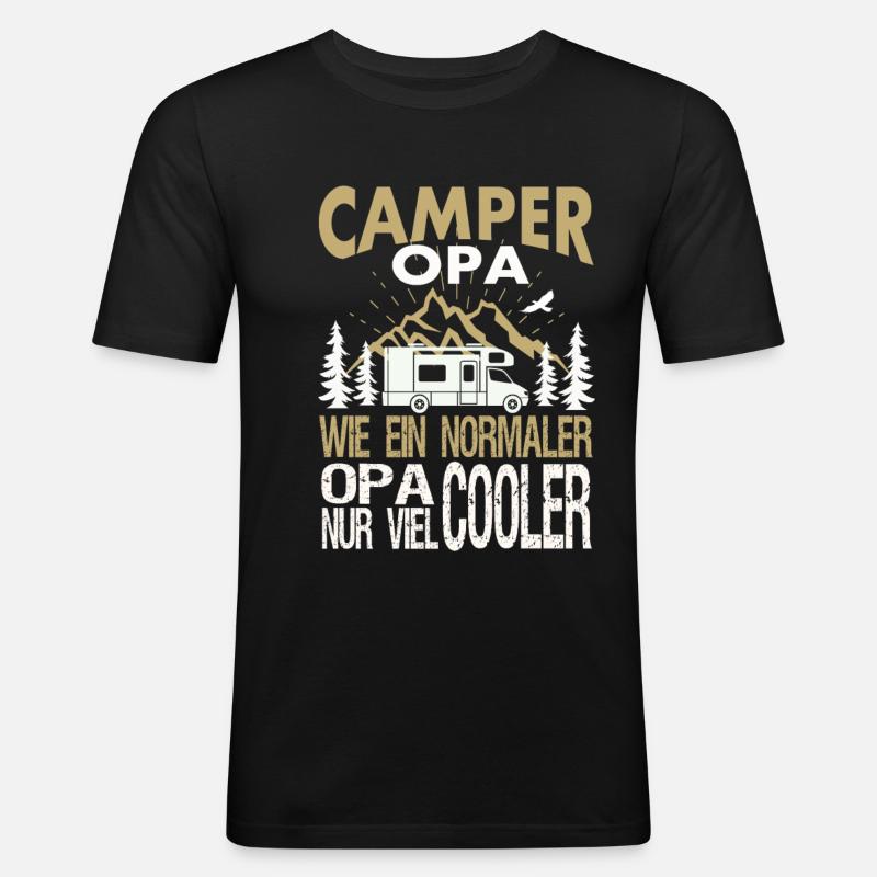 camper opa - Männer Slim Fit T-Shirt - Schwarz