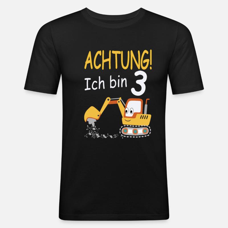 Achtung ich bin 3 - Männer Slim Fit T-Shirt - Schwarz