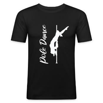 Pole Dance - T-shirt près du corps Homme - noir - Devant - Nik (191cm)