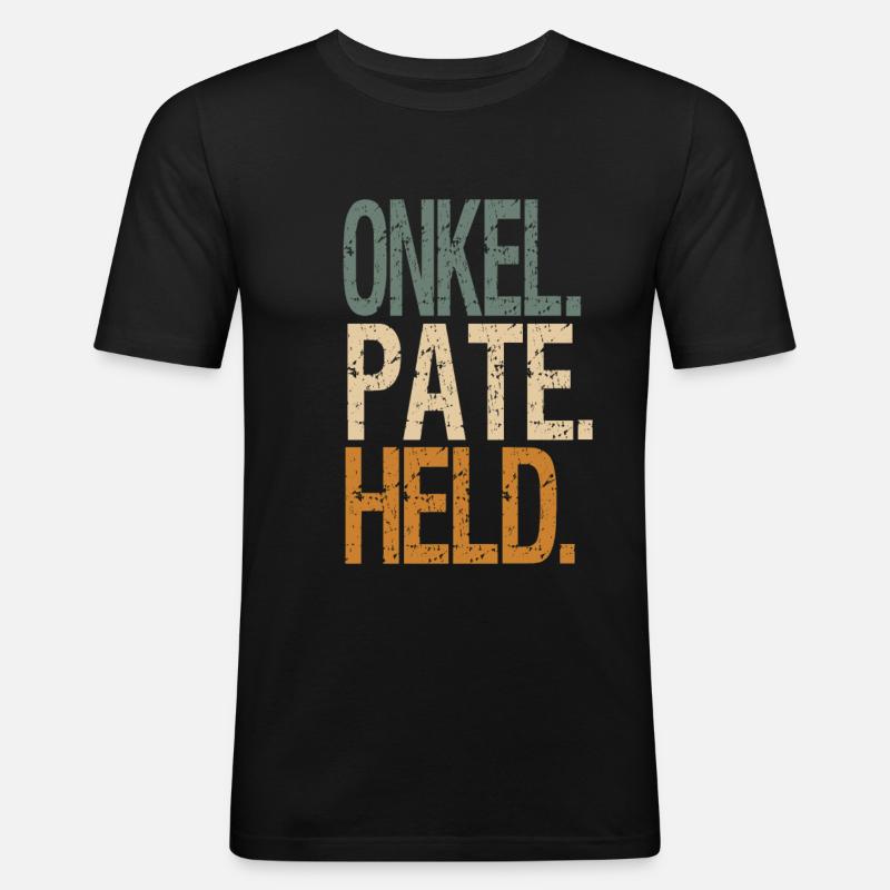 Onkel Pate Held - Männer Slim Fit T-Shirt - Schwarz