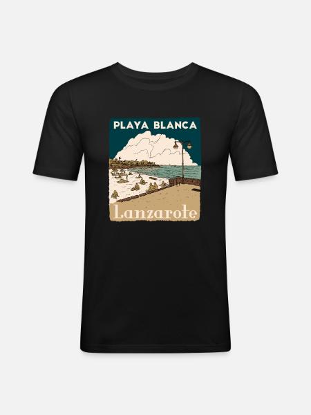 PLAYA BLANCA LANZAROTE - Men's Slim Fit T-Shirt - black