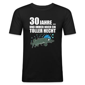 Anglergeschenk zum 30 Geburtstag 30 Ehrentag - Männer Slim Fit T-Shirt - Schwarz - Vorne - Nik (191cm)