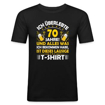 70. Geburtstag lustig 70.Ehrentag 70. Jubiläum Fun - Männer Slim Fit T-Shirt - Schwarz - Vorne - Nik (191cm)