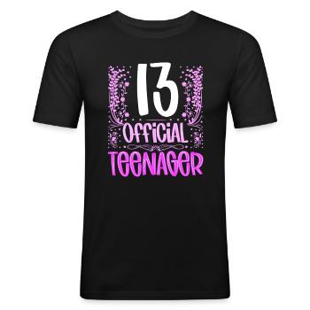 13 Geburtstag Mädchen süß 13. Geburtstag 13 Jahr - Männer Slim Fit T-Shirt - Schwarz - Vorne - Nik (191cm)
