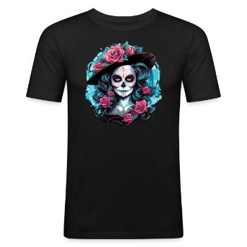 La Catrina - T-shirt près du corps Homme - noir - Devant - Nik (191cm)