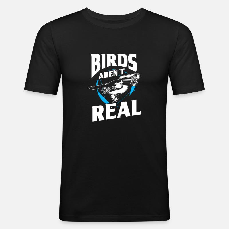 Birds aren't real Birdwatching - Männer Slim Fit T-Shirt - Schwarz