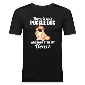Puggle Dog Pug Pet Dog Owner Pugs - Men's Slim Fit T-Shirt - black - Front - Nik (191cm)