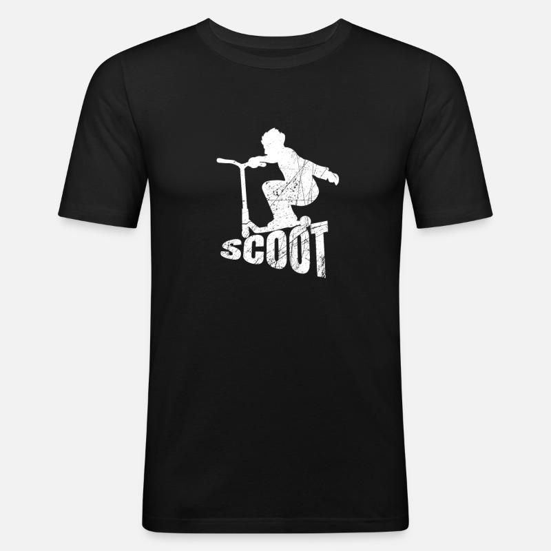 Scooter Roller E-Roller Scater - Männer Slim Fit T-Shirt - Schwarz