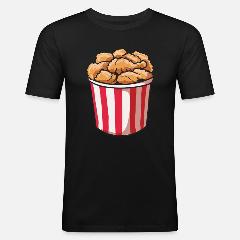 Chicken Hühnchen Eimer - Männer Slim Fit T-Shirt - Schwarz