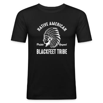 Blackfeet Tribe Native American Indian Indianer - Männer Slim Fit T-Shirt - Schwarz - Vorne - Nik (191cm)