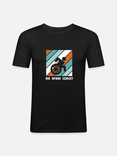 Rollstuhl Rollstuhlfahrer Handicap Behinderung - Männer Slim Fit T-Shirt - Schwarz