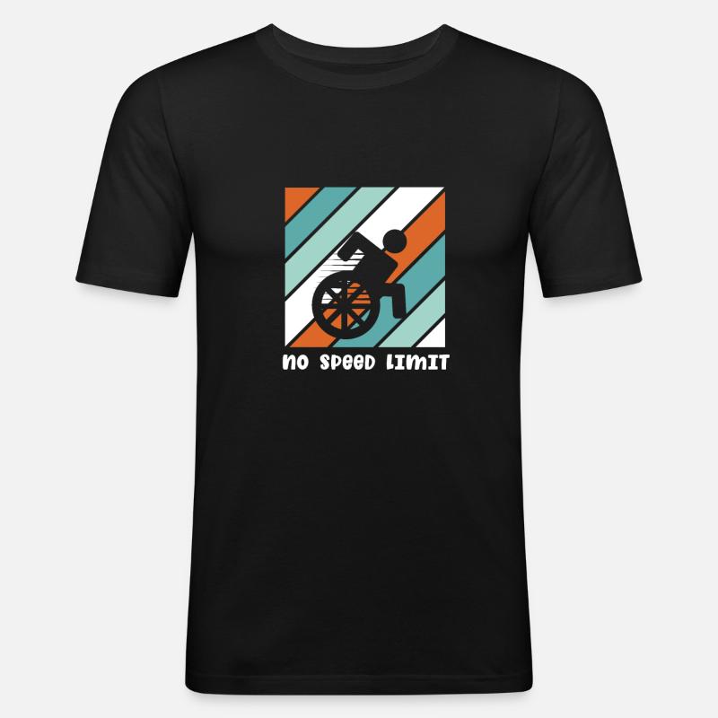 Rollstuhl Rollstuhlfahrer Handicap Behinderung - Männer Slim Fit T-Shirt - Schwarz