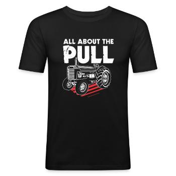 Traktor Pulling Trecker Trekker Bauer Landwirt - Männer Slim Fit T-Shirt - Schwarz - Vorne - Nik (191cm)