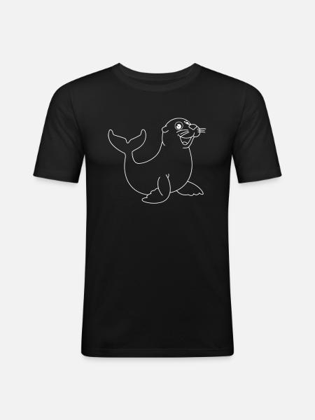 Phoque Lamantin Doux Phoque - T-shirt près du corps Homme - noir