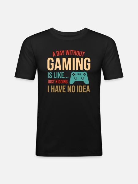 Gamer Zocken Zocker - Männer Slim Fit T-Shirt - Schwarz