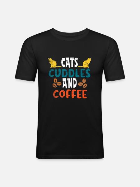 Cats Kitten Coffee Pet - Men's Slim Fit T-Shirt - black