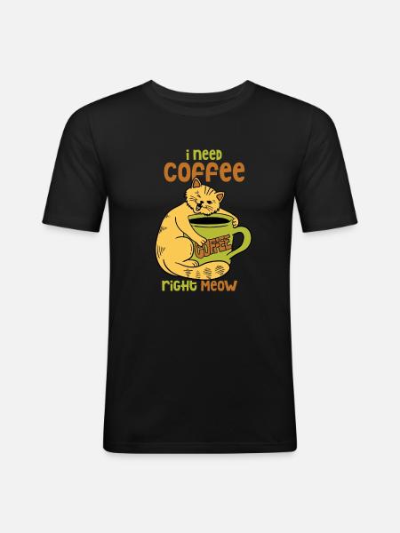 Cats Kitten Coffee Pet - Men's Slim Fit T-Shirt - black