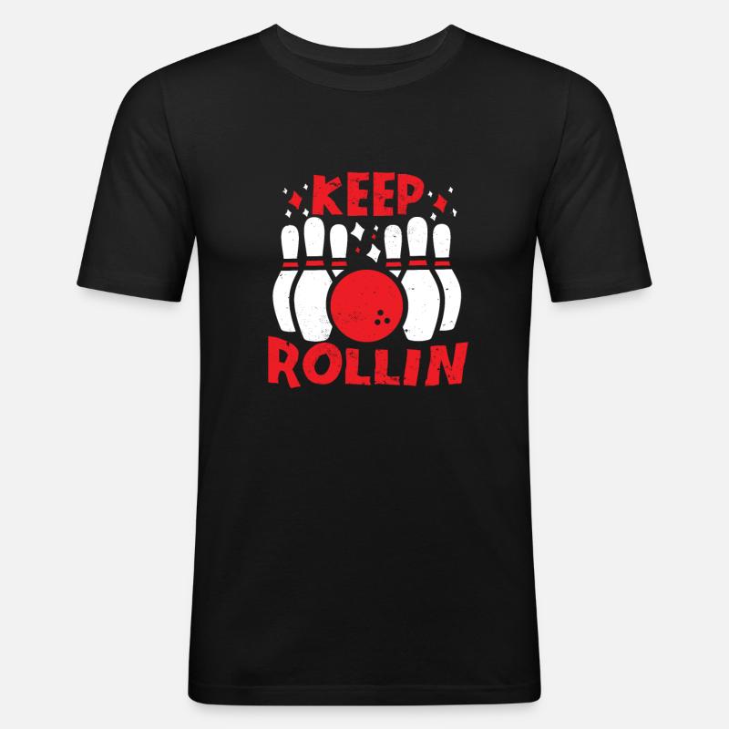 Bowling Bowlingkugel Bowlingbahn Strike - Männer Slim Fit T-Shirt - Schwarz