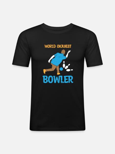 Bowling Bowlingkugel Bowlingbahn Strike - Männer Slim Fit T-Shirt - Schwarz