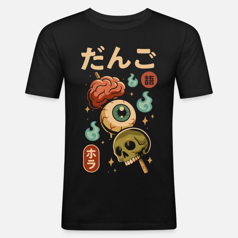 Japanischer Horror Dango - Männer Slim Fit T-Shirt - Schwarz