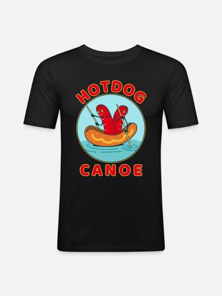 Hot Dog Lustig - Männer Slim Fit T-Shirt - Schwarz