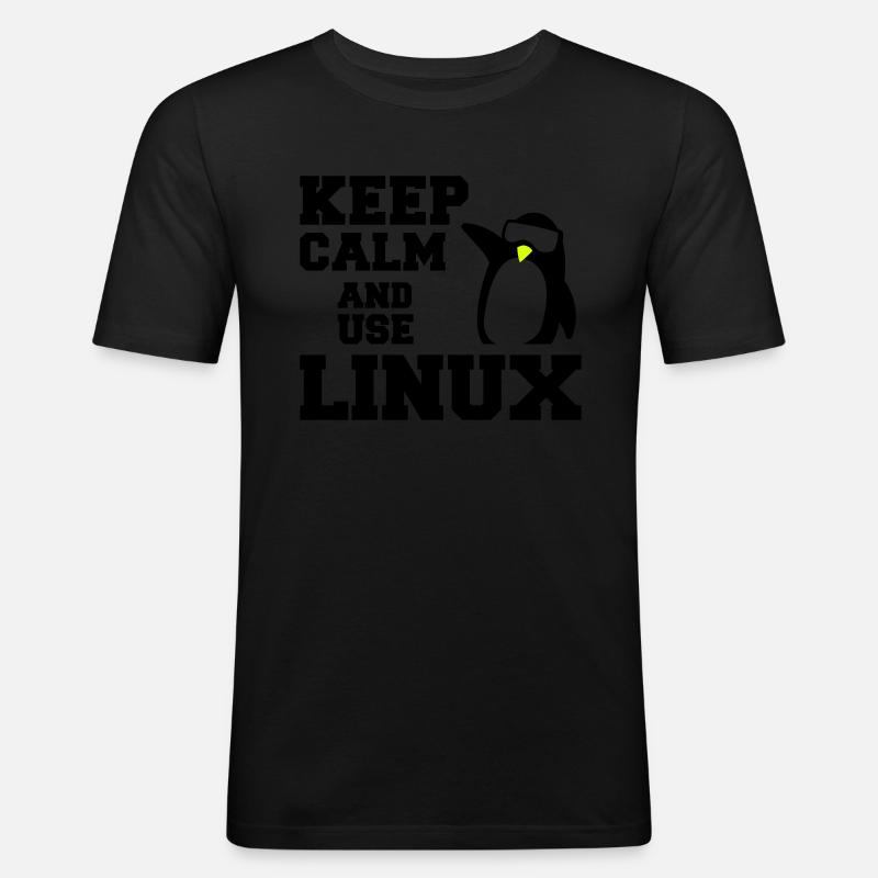keep calm use linux - Men's Slim Fit T-Shirt - black