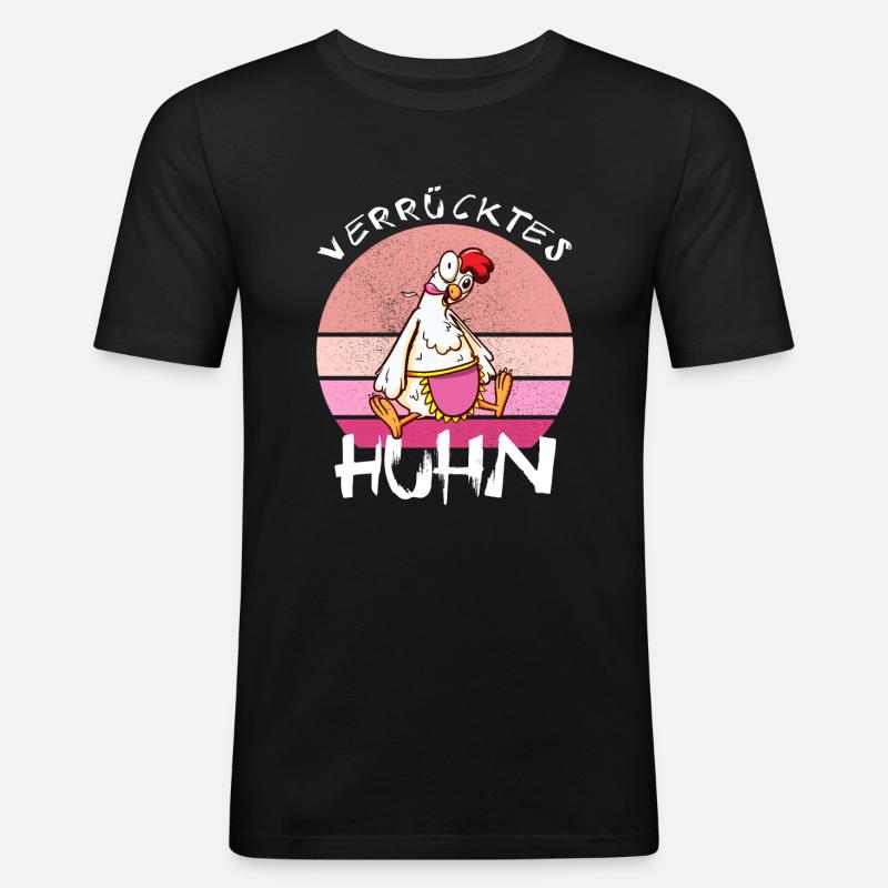 Crazy Chicken Funny Farmer - Men's Slim Fit T-Shirt - black