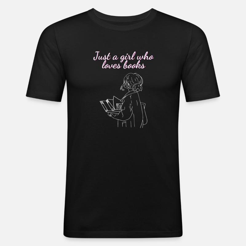 Das Mädchen, das Bücher liebt - Männer Slim Fit T-Shirt - Schwarz