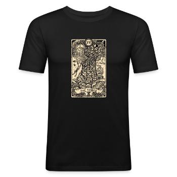 The Tower I Goth Tarot Card I Fortune Teller - Männer Slim Fit T-Shirt - Schwarz - Vorne - Nik (191cm)