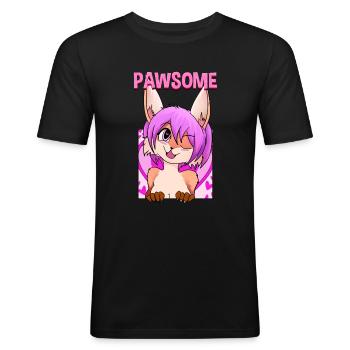 Pawsome I Furry Fandom Cospaly - Männer Slim Fit T-Shirt - Schwarz - Vorne - Nik (191cm)