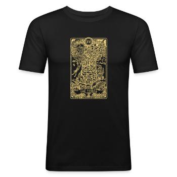 The Tower I Goth Tarot Card I Fortune Teller - Männer Slim Fit T-Shirt - Schwarz - Vorne - Nik (191cm)